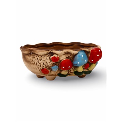 Декоративный горшок для цветов «Грибы», 15×11×6 см, керамический, Greengo