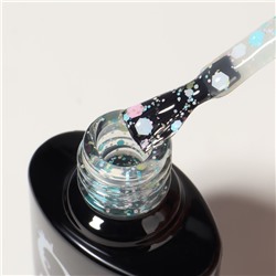 Гель лак для ногтей, «MILK GLITTER», трехфазный, 8 мл, LED/UV, прозрачный (08)