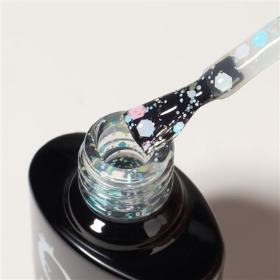 Гель лак для ногтей, «MILK GLITTER», трехфазный, 8 мл, LED/UV, прозрачный (08)