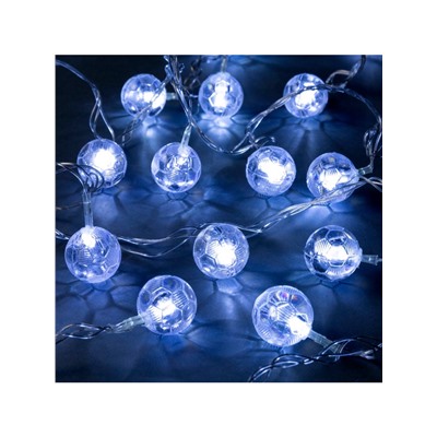 Гирлянда «Нить» 5 м с насадками «Футбольный мяч», IP20, прозрачная нить, 20 LED, свечение белое, 8 режимов, 220 В