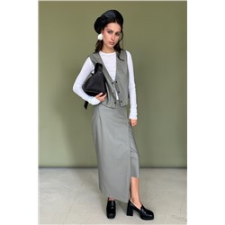 Юбка эко-кожа  ECO040/01/Оливка