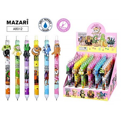 Ручка гелевая автоматическая 0.5 "ИТАЛ.МЕМ" синяя ассорти A8012 Mazari