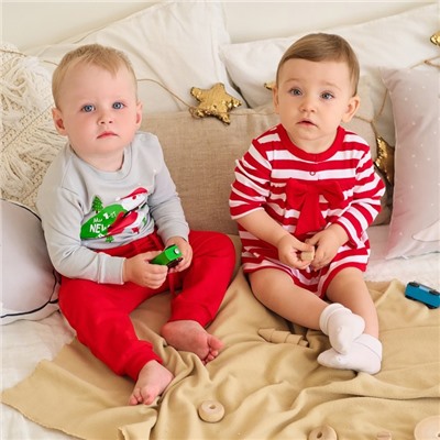 Костюм детский (джемпер, брюки) «Крошка Я. Мой первый НГ», рост 62-68 см, красный, серый