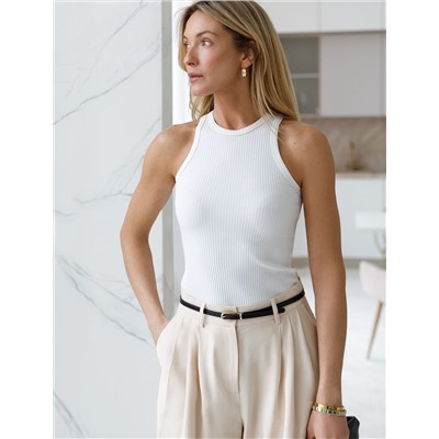 Топ из трикотажа в широкий рубчик