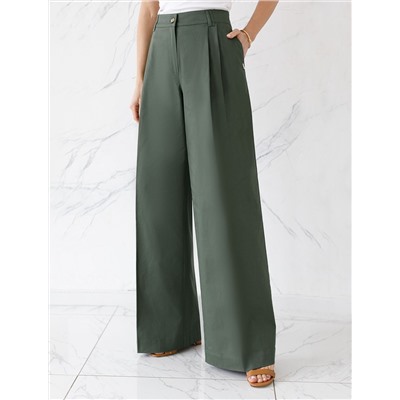 Брюки-палаццо из хлопка с защипами