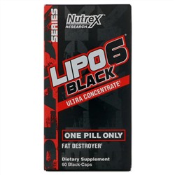 Nutrex Research, LIPO-6 Black, ультраконцентрат, 60 черных капсул