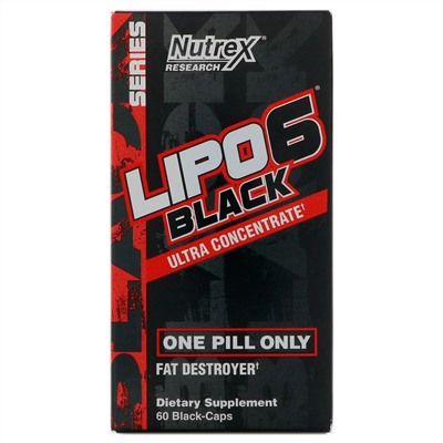 Nutrex Research, LIPO-6 Black, ультраконцентрат, 60 черных капсул