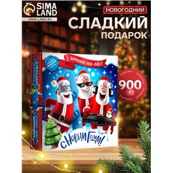Сладкий новогодний подарок «Зимний чек», с игрой, детский, 900 г