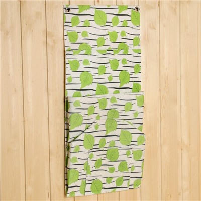 Настенный подвесной органайзер для бани на люверсах 8 отделений, с принтом «Берёзка», 62×30 см, войлок