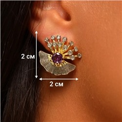 Серьги ювелирная бижутерия Итальянское золото (покрытие желтое 14к), вставка: фианиты, цвет: фиолетовый и прозрачный, арт.313.370