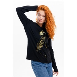 8544 Футболка с длинным рукавом женская (фольга) (Черный_статус)