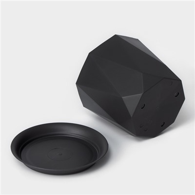 Горшок для цветов с поддоном «Призма», 1 л, пластиковый, графитовый