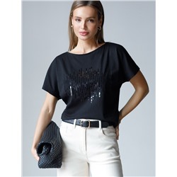 Нарядная футболка с принтом пайетками