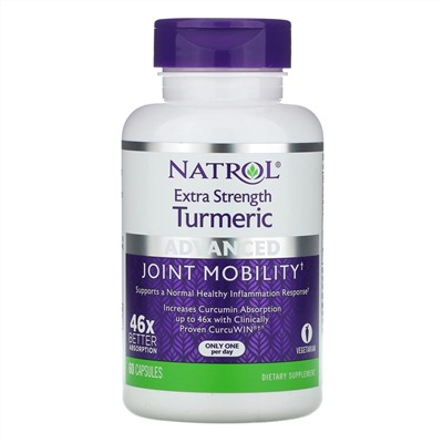 Natrol, Куркума повышенной силы, улучшенная, 60 капсул
