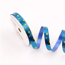 Лента для декора и подарков новогодняя новогодняя «Звезды», 1.2 см × 45 м, синий.