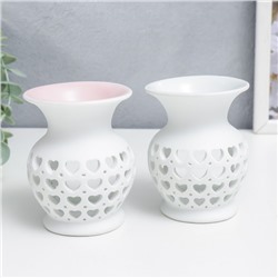 Аромалампа для эфирных масел «Сеточка из сердец», керамика, 9×7.5×7.5 см, МИКС