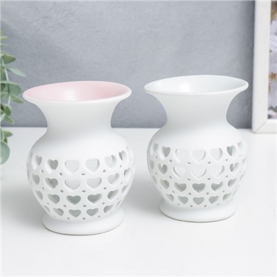 Аромалампа для эфирных масел «Сеточка из сердец», керамика, 9×7.5×7.5 см, МИКС