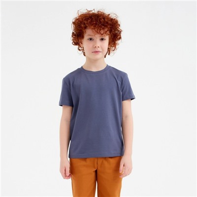 Футболка для девочки MINAKU: Basic line, тёмно-синяя, рост 140 см