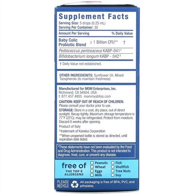 Mommy's Bliss, Baby, Probiotic Drops, Colic Support, Age Newborn +, 0.27 fl oz (8 ml)