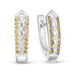 Серьги из серебра с фианитами шампань родированные 925 пробы 2-1044р-220