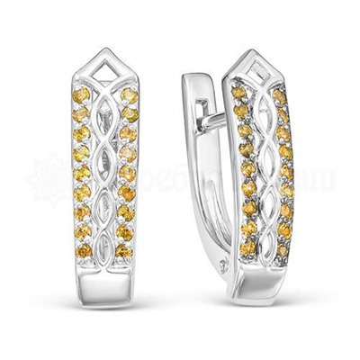 Серьги из серебра с фианитами шампань родированные 925 пробы 2-1044р-220
