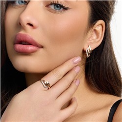 Комплект ювелирной бижутерии коллекция "Дубай" серьги и кольцо 18 р, покрытие позолота, вставка: цирконы, цвет: прозрачный, арт.216.467-18