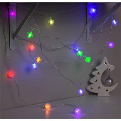 Гирлянда елочная "Шишки сосновые" разноцветная 5м