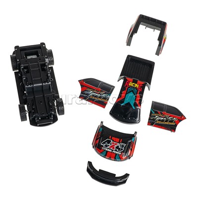 Машинка пластмассовая инерционная "Авария на трассе" Пикап (pull back) ВОХ 15,2х7,5х7,5см,