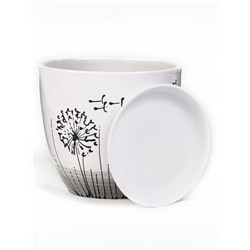 Горшок для цветов «Одуванчик», керамический, с поддоном, 2.5 л, белый
