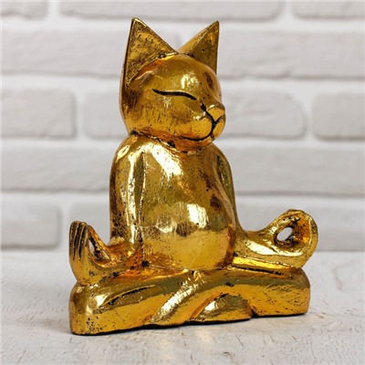 Сувенир «Кот йог», 15×6.5×15 см, дерево