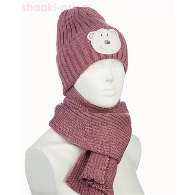 18-37-L Комплект для девочки флис (колпак+шарф) (50-54)