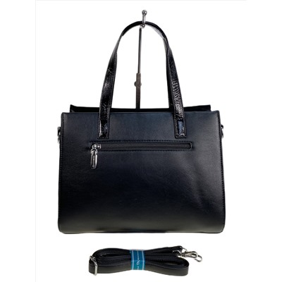 Женская сумка из искусственной кожи и натуральной замши, цвет черный