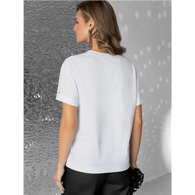 Нарядная футболка с принтом фольгой из премиального хлопка с эластаном