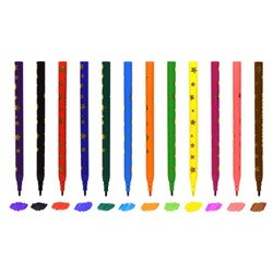 Фломастеры 12цв "ЗВЕЗДОЧКИ" смываемые ФФКМ12 Каляка-Маляка