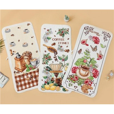 Полотенце из микрофибры "Coffee Time" с атласной каймой 25*50 см.