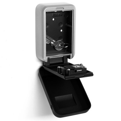 Сейф-ключница кодовая ТУНДРА, металлическая, с защитной крышкой, серый, черный