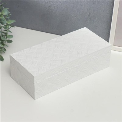 Шкатулка для украшений «Белое плетение», дерево, 8×27×12.2 см