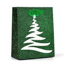 Пакет подарочный новогодний ламинированный «Ёлочка», глиттер, S 12×15×5.5 см