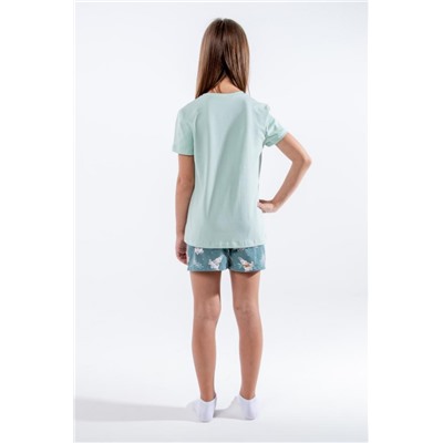 Пижама для девочки Кролик-морковка арт. ПД-009-055 (Васаби/зеленый)