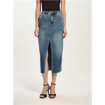 CONTE CON-764 Джинсовая юбка-midi из eco-friendly денима с разрезом