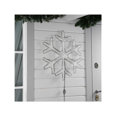 Светодиодная фигура «Снежинка», 69 см, дюралайт, 144 LED, 220 В, мерцание, свечение белый/синий