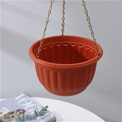 Кашпо для цветов подвесное с дренажной сеткой «Веста», 2 л, пластик, коричневое