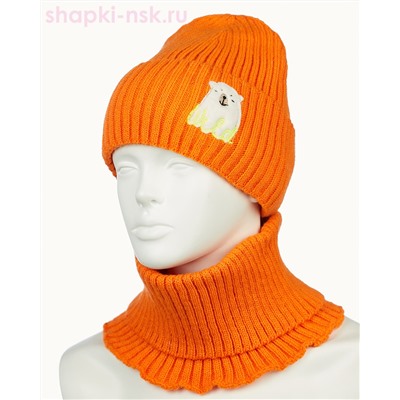 18-36-L Комплект для девочки флис (колпак+снуд) (50-52)