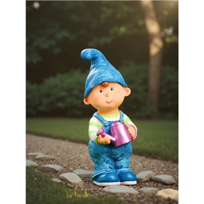Садовая фигура из полистоуна «Мальчик-гном с лейкой», 33×13×13 см