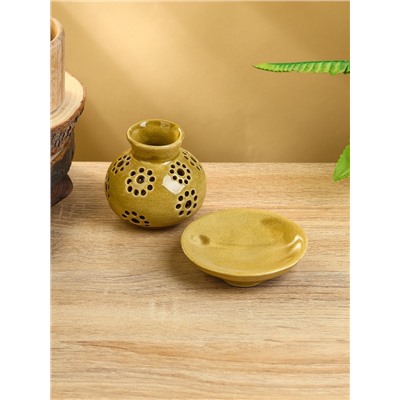 Подсвечник «Кувшин», 9×9×9 см, керамика, горчичный