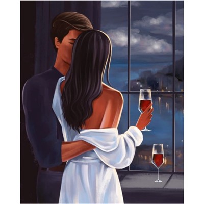 Алмазная мозаика с полным заполнением на холсте «Влюбленная пара», 40×50 см