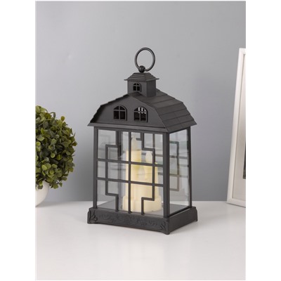 Светодиодная свеча в подсвечнике RISALUX «Дом со свечами», LED-ночник, 1.5 Вт, 3×ААА, 11×18×30 см