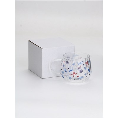 Кружка новогодняя стеклянная «Новогодний паттерн», 350 мл