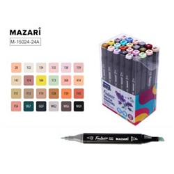 Набор  24 скетч маркеров двусторонних "FANTASIA" Pastel colors (пастельные цвета) 3.0-6.2мм M-15024-24A Mazari