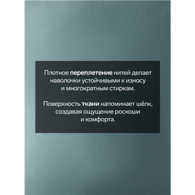 Комплект наволочек «Этель», 70×70 см, 2 шт., изумруд, мако-сатин, хлопок 100%